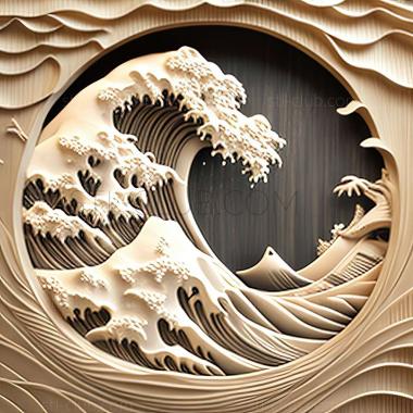 3D model great wave (STL)